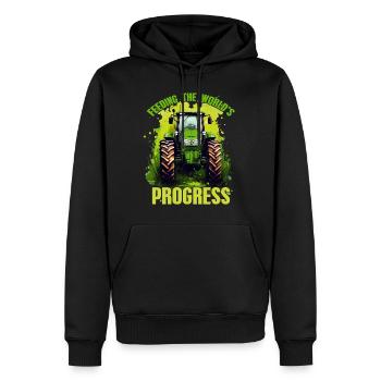 Feeding World's Progress Traktor Bauer Geschenk - Männer Premium Bio Hoodie - Schwarz - Vorne - Nico (187cm)