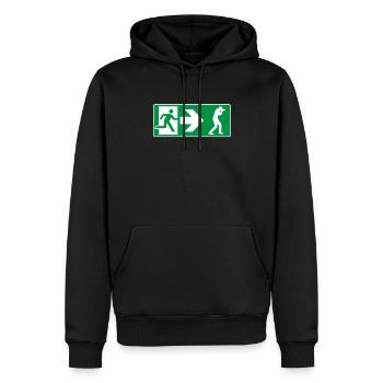 Photographe de sortie de secours - Sweat à capuche Premium bio Homme - noir - Devant - Nico (187cm)