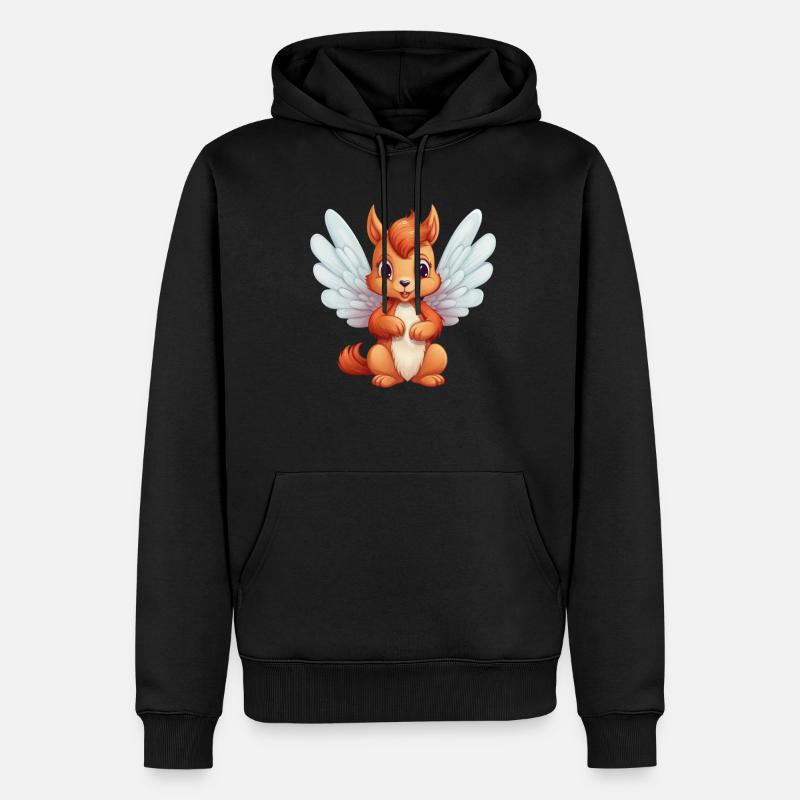 Süßes Eichhörnchen-Engel-Comic - Männer Premium Bio Hoodie - Schwarz