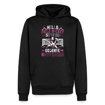 Field Hockey Hello Field Hockey - Männer Premium Bio Hoodie - Schwarz - Vorne - Nico (187cm)