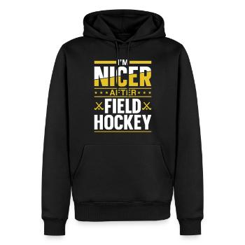 Field Hockey I'm Nicer After Field - Männer Premium Bio Hoodie - Schwarz - Vorne - Nico (187cm)