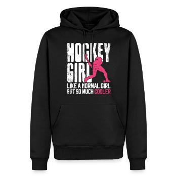Hockey sur gazon Fille de hockey comme une - Sweat à capuche Premium bio Homme - noir - Devant - Nico (187cm)