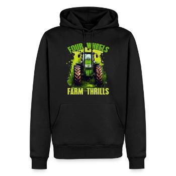 Four Wheels Farm Thrills Tractor Farmer Gift - Men’s Premium Organic Hoodie - black - Front - Nico (187cm)