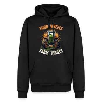 Four Wheels Farm Thrills Tractor Farming - Sweat à capuche Premium bio Homme - noir - Devant - Nico (187cm)