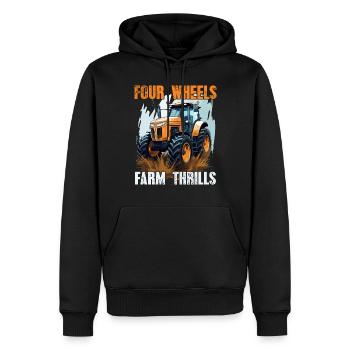 Four Wheels Farm Thrills Tractor Farmer Farmer - Men’s Premium Organic Hoodie - black - Front - Nico (187cm)