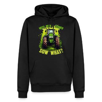 Jouer avec une truie fermière quoi? Constructeur de tracteurs - Sweat à capuche Premium bio Homme - noir - Devant - Nico (187cm)