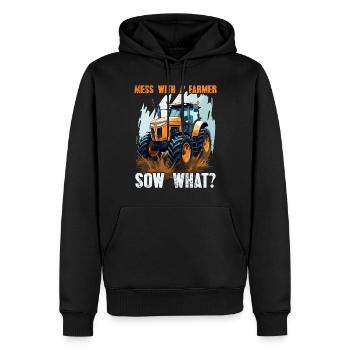 Jouer avec une truie fermière quoi? Agriculteur de tracteurs - Sweat à capuche Premium bio Homme - noir - Devant - Nico (187cm)