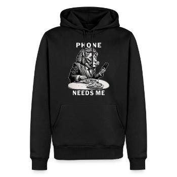 SMARTPHONE PHONE NEEDS ME - Männer Premium Bio Hoodie - Schwarz - Vorne - Nico (187cm)