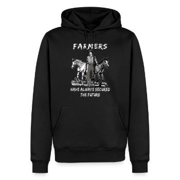 LES AGRICULTEURS ONT TOUJOURS ASSURÉ L’AVENIR - Sweat à capuche Premium bio Homme - noir - Devant - Nico (187cm)