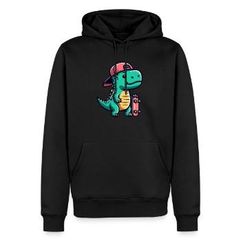 T-Rex Skateboarder: un amusant et créatif - Sweat à capuche Premium bio Homme - noir - Devant - Nico (187cm)