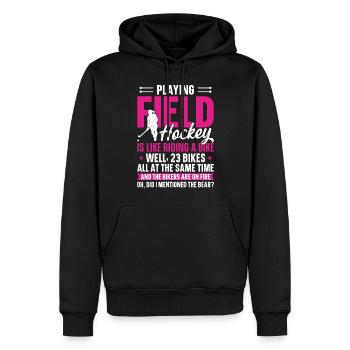 Field Hockey Playing Field Hockey - Männer Premium Bio Hoodie - Schwarz - Vorne - Nico (187cm)