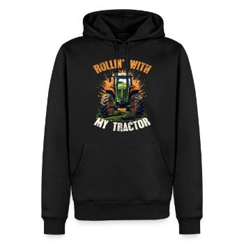 Rollin' avec mon tracteur Agriculture - Sweat à capuche Premium bio Homme - noir - Devant - Nico (187cm)