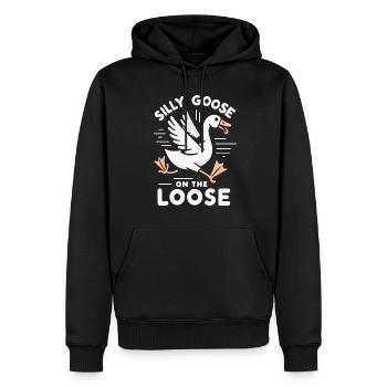 Silly Goose at the Loose Meme - Sweat à capuche Premium bio Homme - noir - Devant - Nico (187cm)
