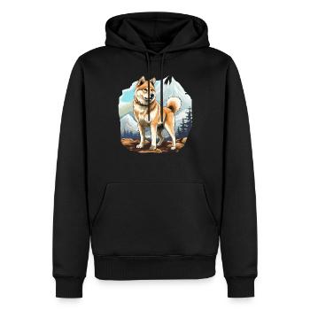 Chien Akita Inu - Sweat à capuche Premium bio Homme - noir - Devant - Nico (187cm)