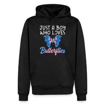 Cadeaux d’amoureux des papillons - Sweat à capuche Premium bio Homme - noir - Devant - Nico (187cm)