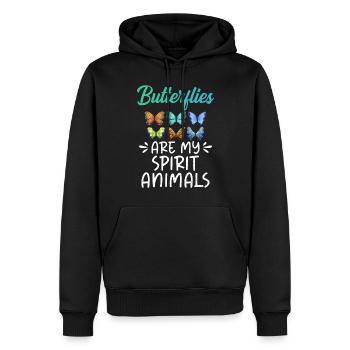 Cadeaux d’amoureux des papillons - Sweat à capuche Premium bio Homme - noir - Devant - Nico (187cm)