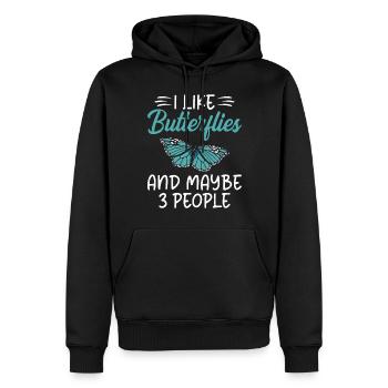 Cadeaux d’amoureux des papillons - Sweat à capuche Premium bio Homme - noir - Devant - Nico (187cm)