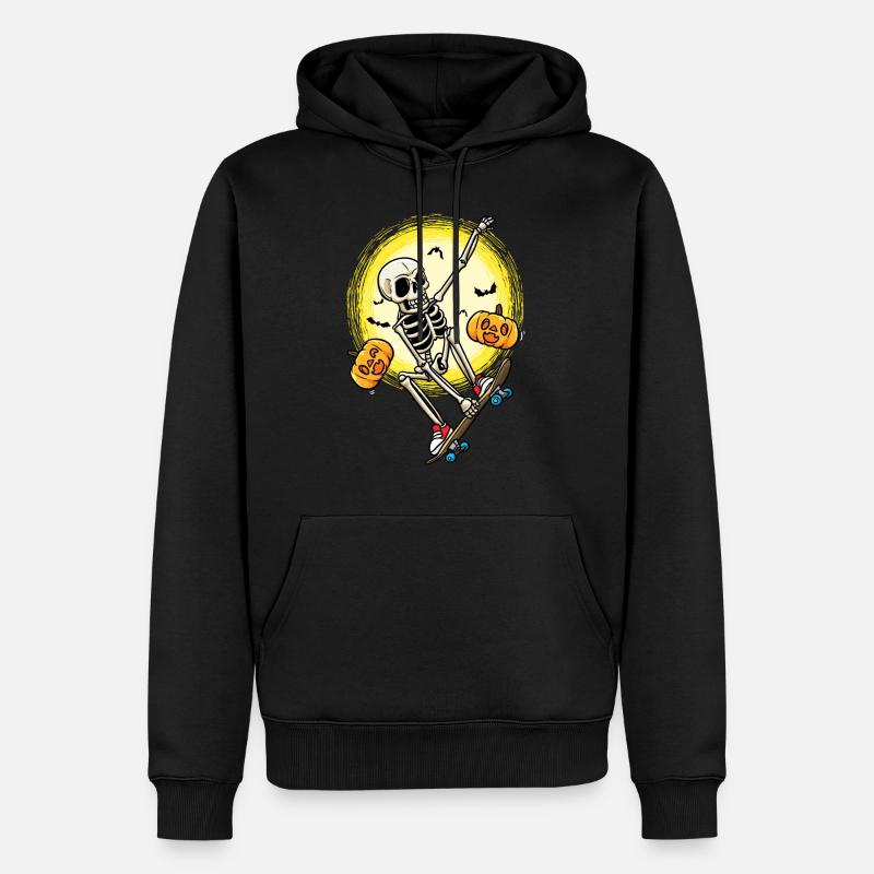 Halloween Skateboard Skeleton Skateboarder - Sweat à capuche Premium bio Homme - noir