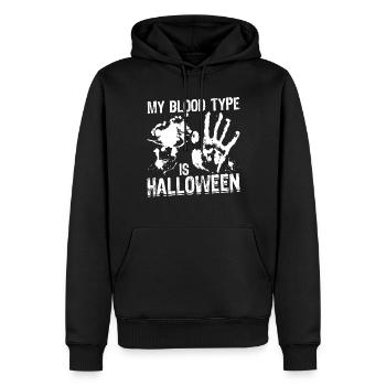 Mon groupe sanguin est Halloween - Sweat à capuche Premium bio Homme - noir - Devant - Nico (187cm)
