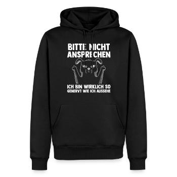 Bitte Nicht Ansprechen Hund - Männer Premium Bio Hoodie - Schwarz - Vorne - Nico (187cm)