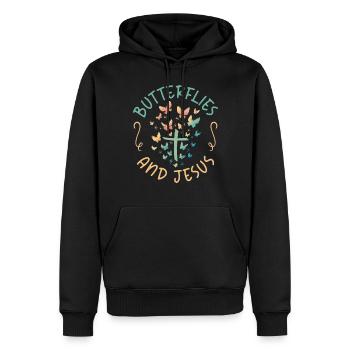 Cadeaux d’amoureux des papillons - Sweat à capuche Premium bio Homme - noir - Devant - Nico (187cm)