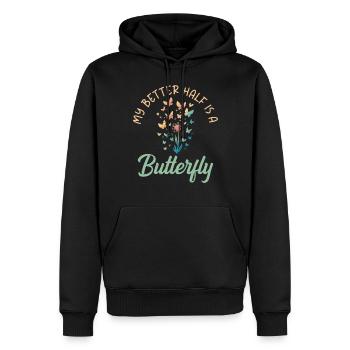 Cadeaux d’amoureux des papillons - Sweat à capuche Premium bio Homme - noir - Devant - Nico (187cm)