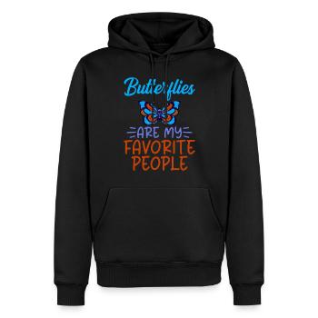 Cadeaux d’amoureux des papillons - Sweat à capuche Premium bio Homme - noir - Devant - Nico (187cm)