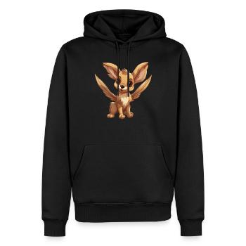 Rabbit with huge ears and angel wings Mythical animal - Men’s Premium Organic Hoodie - black - Front - Nico (187cm)