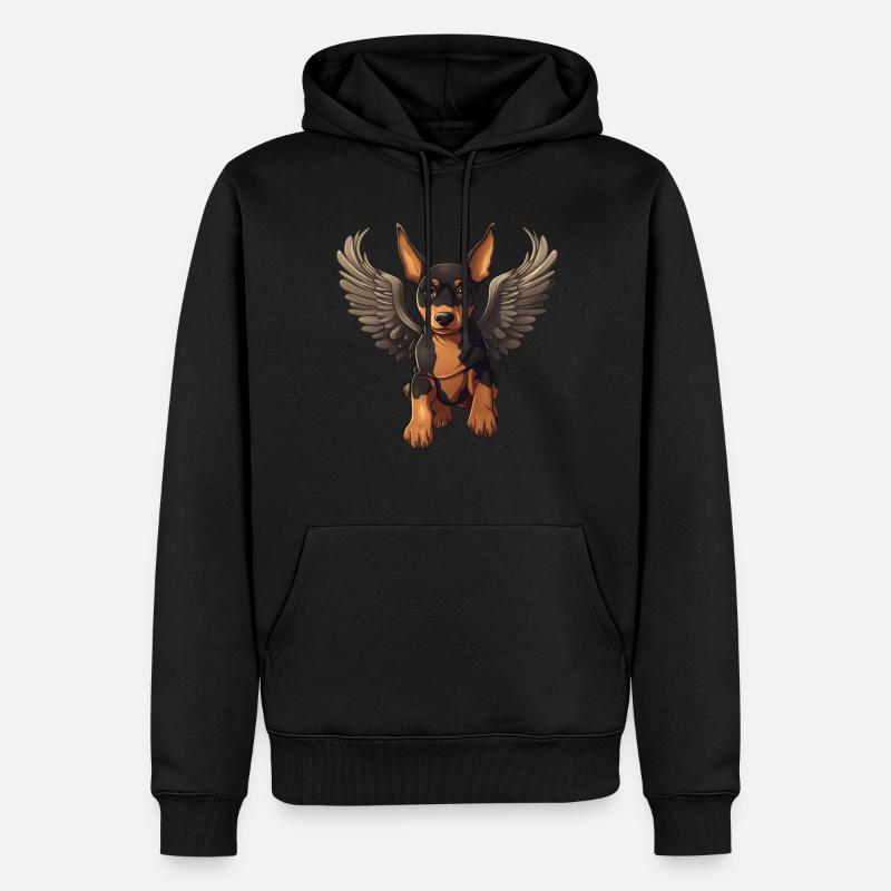 Dobermann Engel Welpe Design - Männer Premium Bio Hoodie - Schwarz