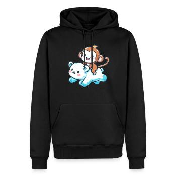 Ours polaire Mignon Singe de Compagnie - Sweat à capuche Premium bio Homme - noir - Devant - Nico (187cm)