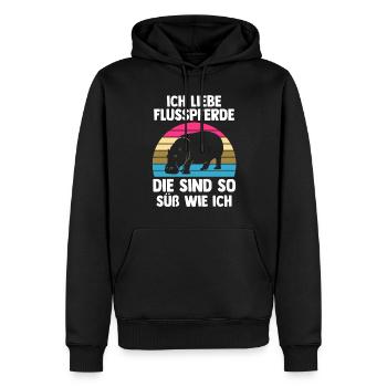 Nilpferd Flusspferd - Männer Premium Bio Hoodie - Schwarz - Vorne - Nico (187cm)