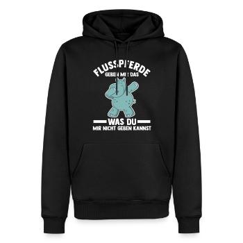Nilpferd Flusspferd - Männer Premium Bio Hoodie - Schwarz - Vorne - Nico (187cm)