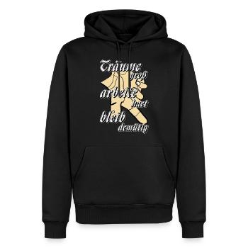 HAND Träume groß arbeite hart bleib demütig - Männer Premium Bio Hoodie - Schwarz - Vorne - Nico (187cm)