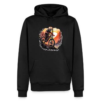 Downhill Mountain Bike - Men’s Premium Organic Hoodie - black - Front - Nico (187cm)