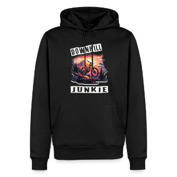 Downhill Mountainbiker Downhill Junkie - Männer Premium Bio Hoodie - Schwarz - Vorne - Nico (187cm)