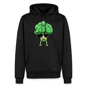 Brokkoli Emoticon Veganer Gemüse Vegetarier - Männer Premium Bio Hoodie - Schwarz - Vorne - Nico (187cm)