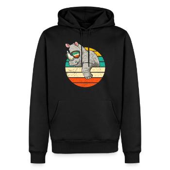 Rhinozeros Mit Sonnenbrille Rhino - Männer Premium Bio Hoodie - Schwarz - Vorne - Nico (187cm)