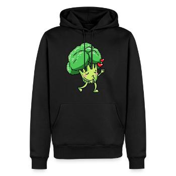 Brokkoli Emoticon Veganer Gemüse Vegetarier - Männer Premium Bio Hoodie - Schwarz - Vorne - Nico (187cm)