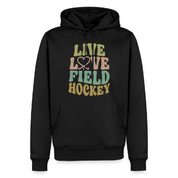 Field Hockey Live Love Field - Sweat à capuche Premium bio Homme - noir - Devant - Nico (187cm)