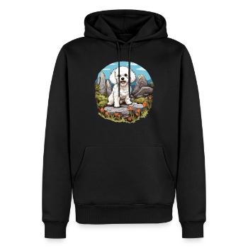 Hund Bichon Friesé - Männer Premium Bio Hoodie - Schwarz - Vorne - Nico (187cm)