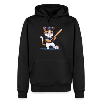 Chat de baseball I drôles d’animaux | Des sports | Chaton - Sweat à capuche Premium bio Homme - noir - Devant - Nico (187cm)