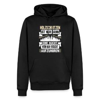 Zimmermann Schreiner Holz - Männer Premium Bio Hoodie - Schwarz - Vorne - Nico (187cm)
