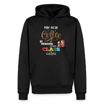 Strong Coffee Calm Class - Coffee Teacher School - Men’s Premium Organic Hoodie - black - Front - Nico (187cm)