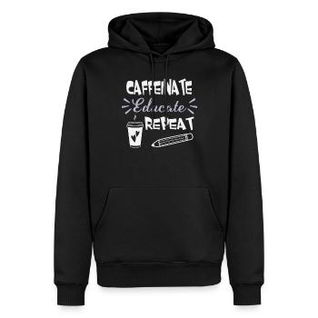 Caffeinate Educate Repeat - École de professeurs de café - Sweat à capuche Premium bio Homme - noir - Devant - Nico (187cm)