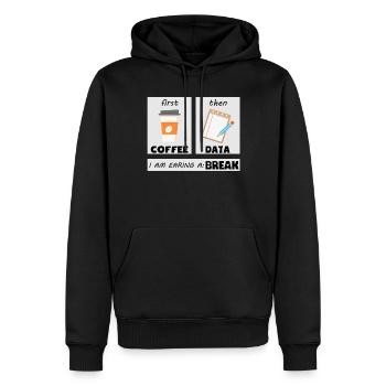 First Coffee then Data - Coffee Teacher School - Men’s Premium Organic Hoodie - black - Front - Nico (187cm)