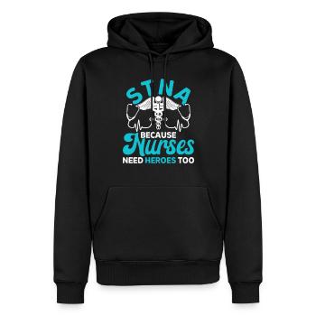 Altenpflegehelfer Pflegehelfer Pflegehelferin - Männer Premium Bio Hoodie - Schwarz - Vorne - Nico (187cm)