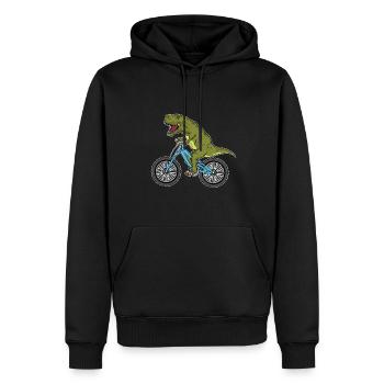 Lustiges Dinosaurier Geschenk Fahrrad Fahren - Männer Premium Bio Hoodie - Schwarz - Vorne - Nico (187cm)