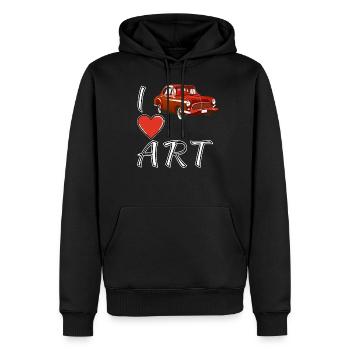 I LOVE ART OLDTIMER - Männer Premium Bio Hoodie - Schwarz - Vorne - Nico (187cm)