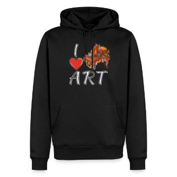 J’AIME ART PIANO - Sweat à capuche Premium bio Homme - noir - Devant - Nico (187cm)