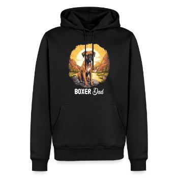 Hund Boxer - Männer Premium Bio Hoodie - Schwarz - Vorne - Nico (187cm)